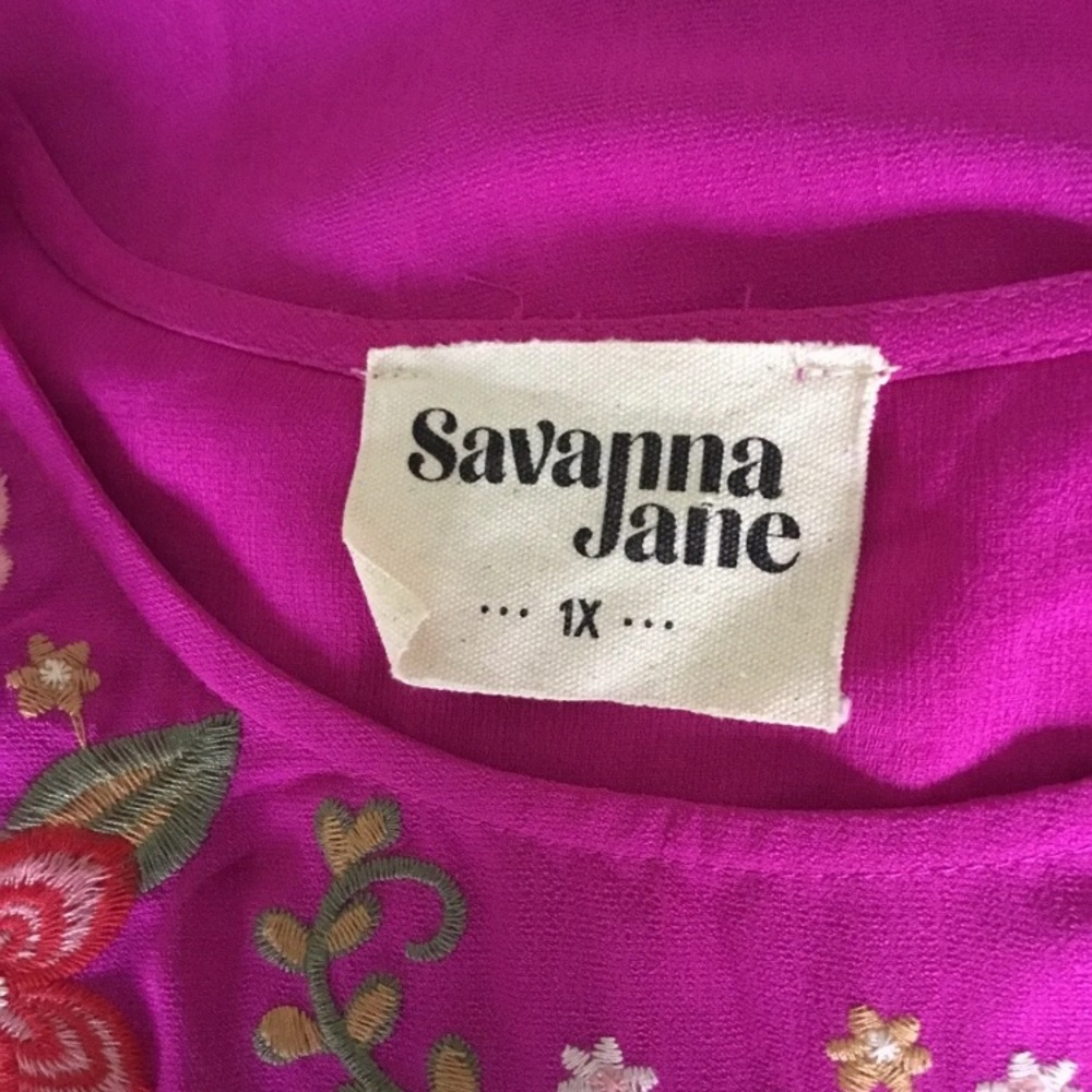 Savanna Jane Pink Embroidered Floral Tunic Size 1X - Picture 4 of 7